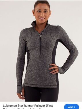 lululemon athletica Black Heather Half-Zip Running Pullover size 8